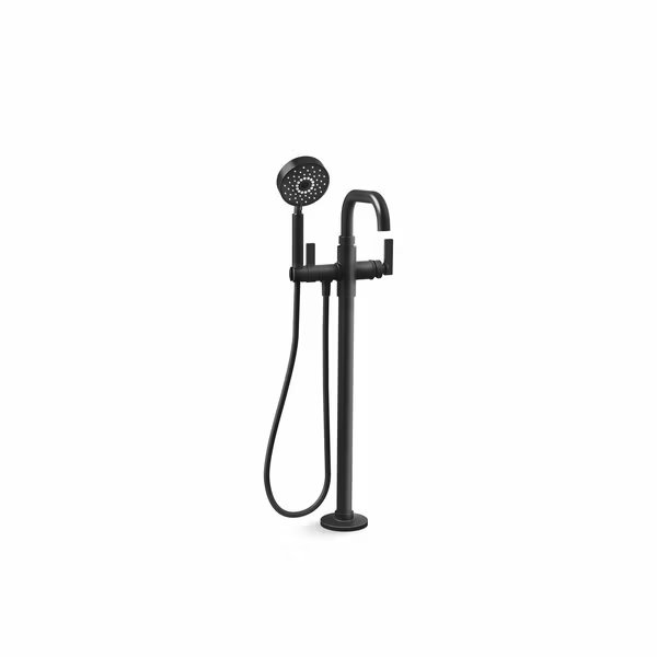 Floor-Mount Bath Filler Trim With Handshower in Matte Black, Kohler, Mfr#: T35924-4-BL